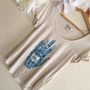 Lucky Brand | Cream Eye Hand Shirt | Medium